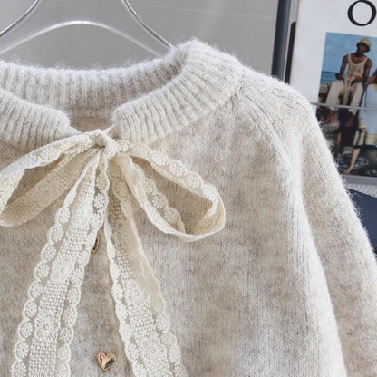 Damen Strickjacke Kuschelig Herzknöpfe
