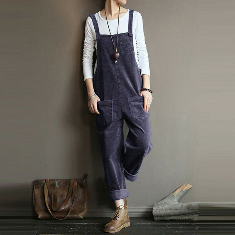Damen Cord Latzhose Weitbein