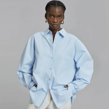 Damen Oversize-Hemd Eveloria Baumwolle Weiß - Eveloria