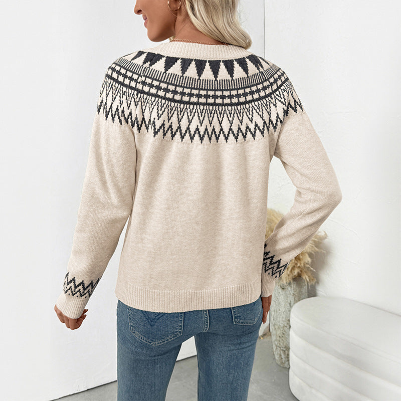 Damen Strickpullover Grafisches Muster Lässiger Schnitt