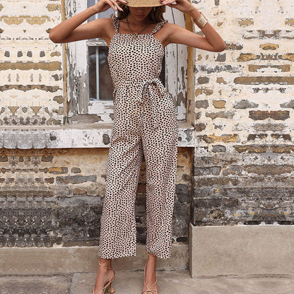 Damen Jumpsuit Feines Punktemuster Taillierbar Eveloria