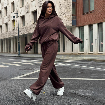 Damen Fleece-Loungewear-Set mit Taschen Lässig Grau Eveloria