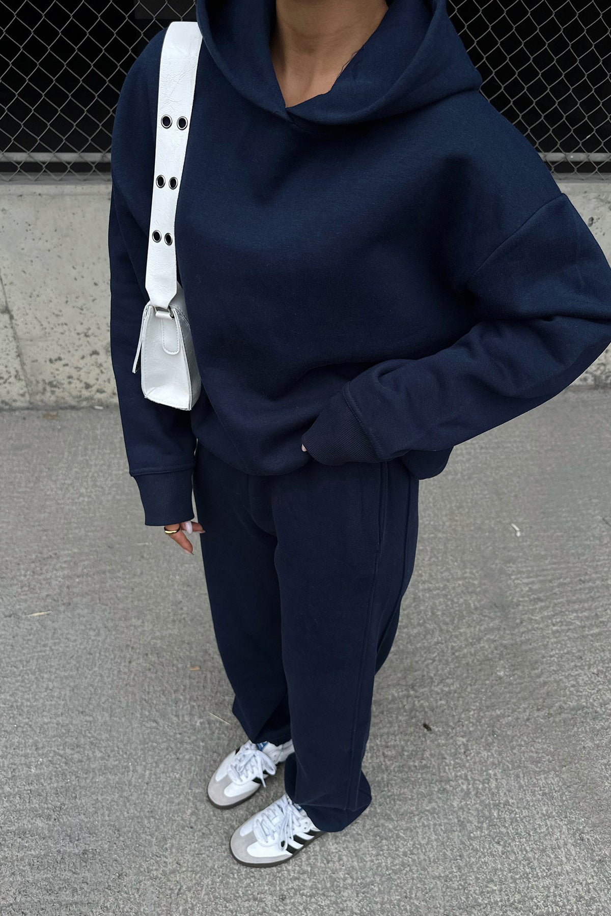Damen Oversized Hoodie Jogginganzug Elastischer Bund