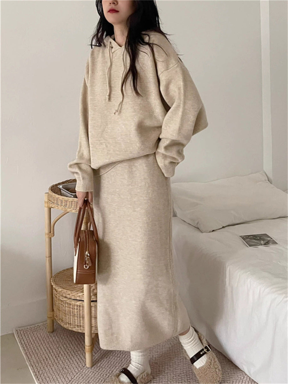 Damen Hoodie-Kleid Elegant Schnitt Taschen Eveloria