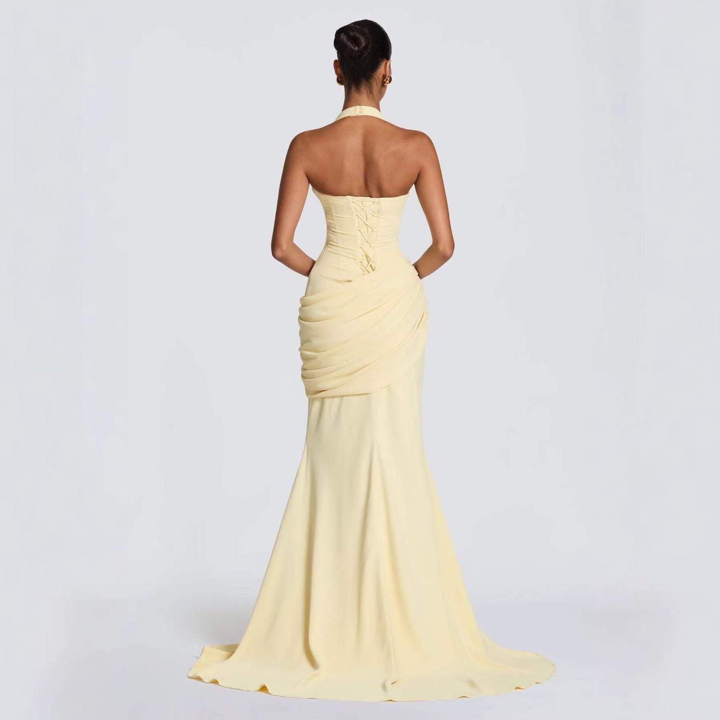 Damen Abendkleid Wickeldesign V-Ausschnitt Eveloria