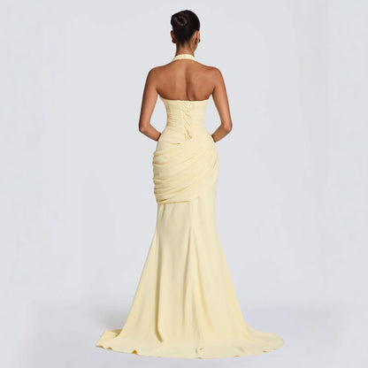Damen Abendkleid Wickeldesign V-Ausschnitt Eveloria