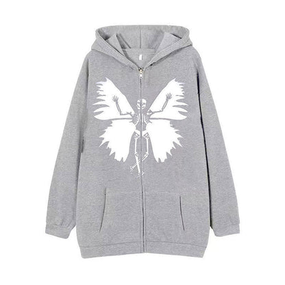 Damen Hoodie Skelett Schmetterling Motiv Eveloria