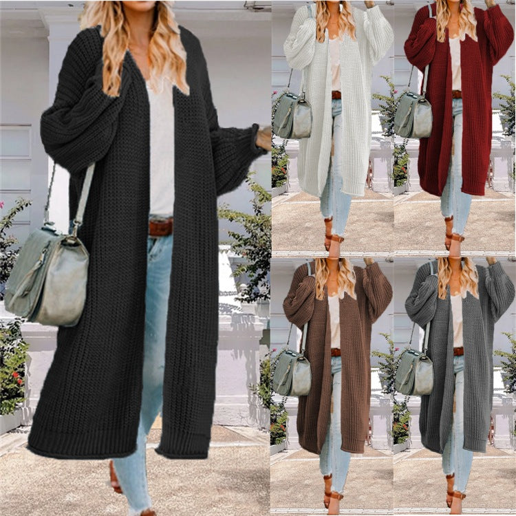 Damen Strickmantel Groß Weit Schnitt Tiefen Taschen Eveloria - Eveloria