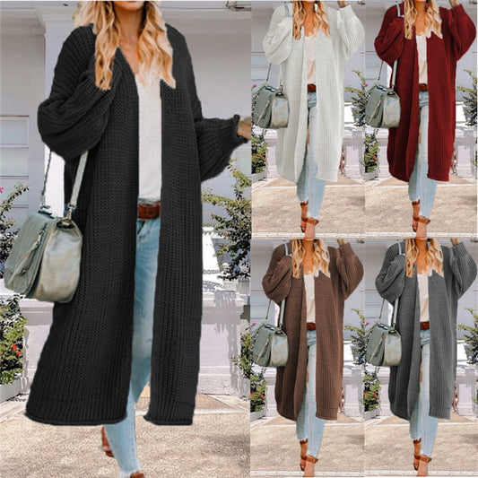 Damen Strickmantel Groß Weit Schnitt Tiefen Taschen Eveloria - Eveloria