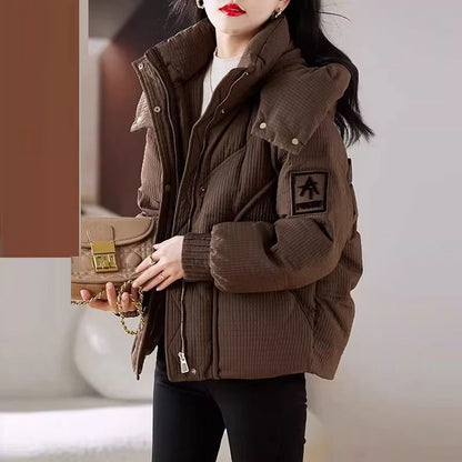 Damen Oversized Steppjacke mit Kapuze und praktischem Design