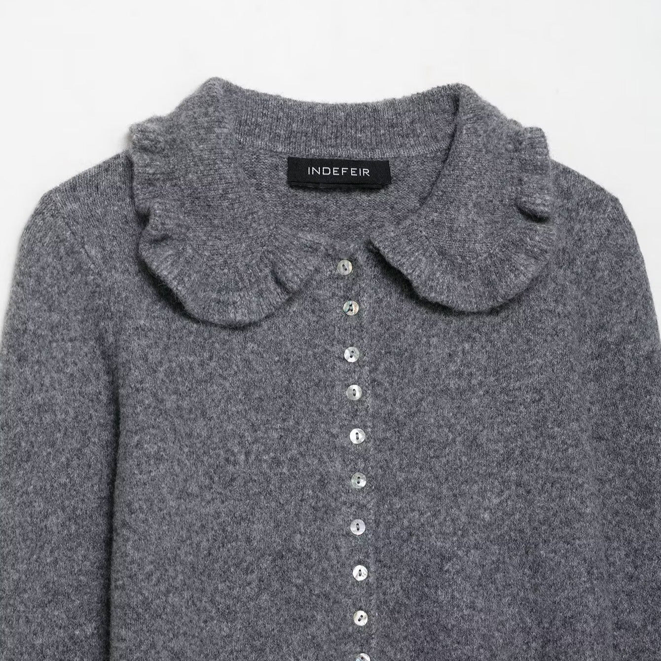 Damen Strickjacke Kragen Dekorativer Knopfverschluss - Eveloria