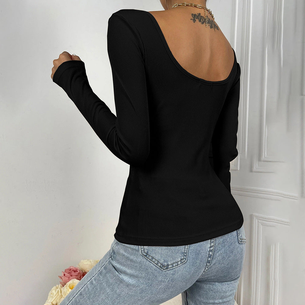 Damen Langarm-Bodysuit Wickel-Design