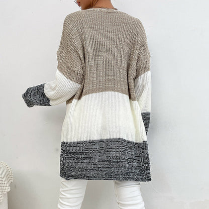 Damen Strickjacke Farbverlauf Lässig Grau
