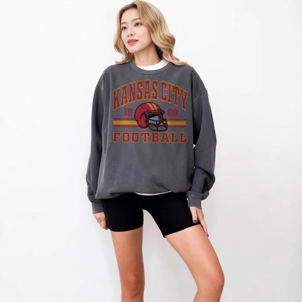 Damen Oversized Sweatshirt Football Motiv Eveloria