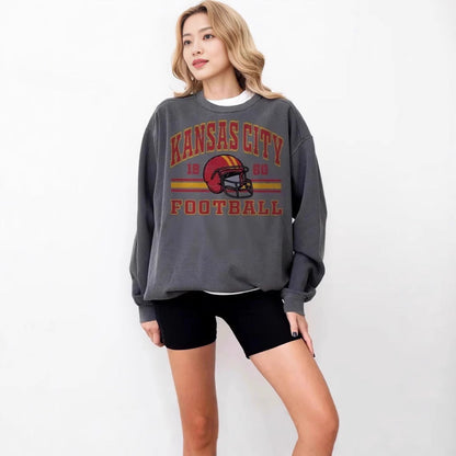 Damen Oversized Sweatshirt Football Motiv Eveloria