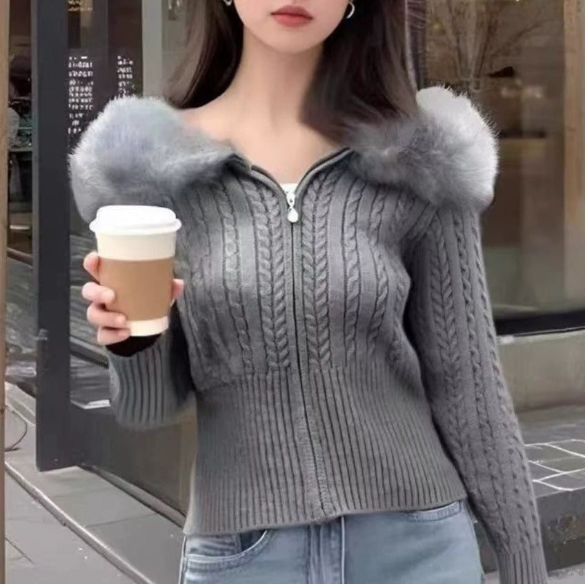 Damen Cardigan Strukturierter Zopf Look Hochwertiges Innenfutter - Eveloria
