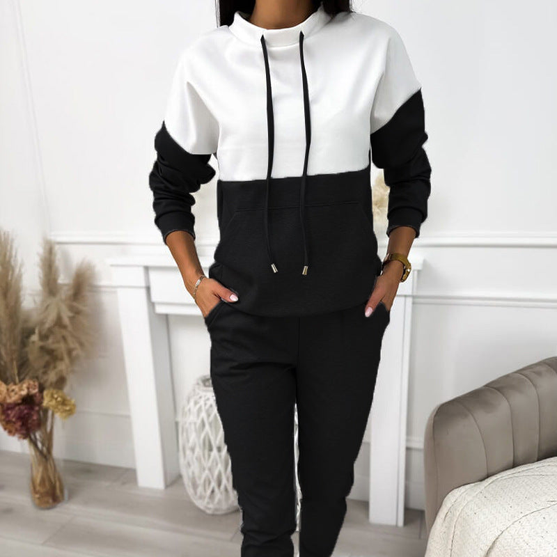 Damen Sportliches Lounge-Set Kapuze Elastisch Grau Eveloria
