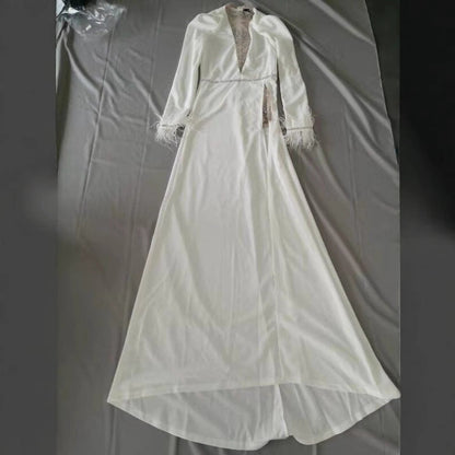 Damen Abendkleid V-Ausschnitt Glitzer Oberteil Eveloria