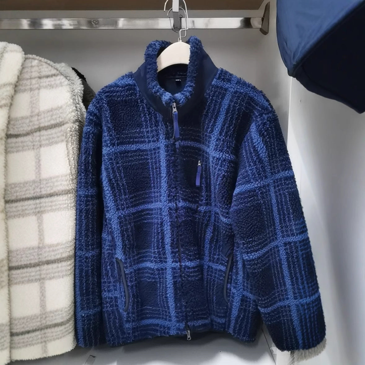 Damen Fleecejacke Wabenstruktur Hochkragen Grau Eveloria