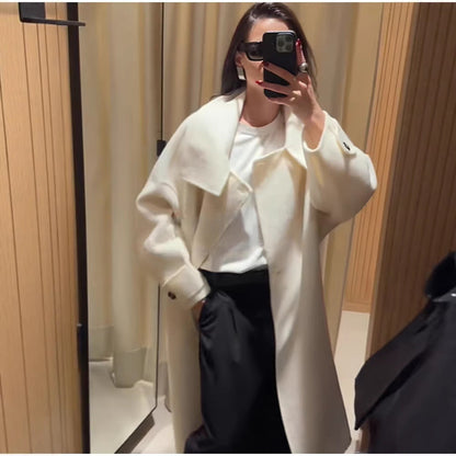 Damen Oversized-Mantel Hohem Kragen Eveloria