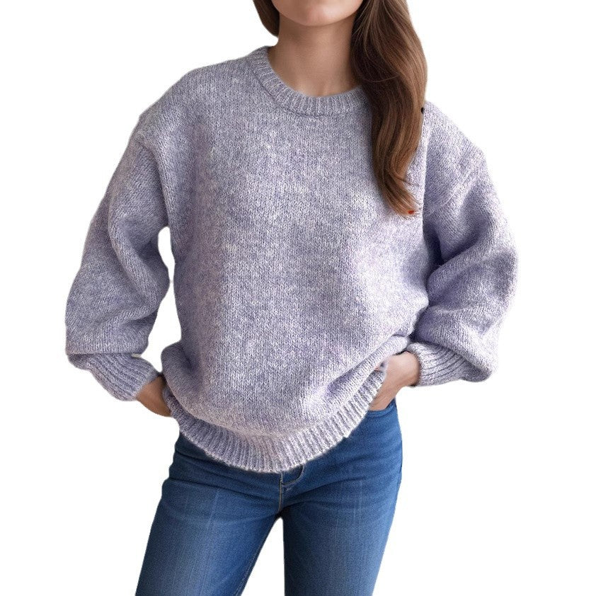 Damen Grobstrickpullover Moderner Schnitt Weite Ärmel