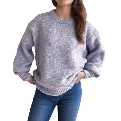 Damen Grobstrickpullover Moderner Schnitt Weite Ärmel