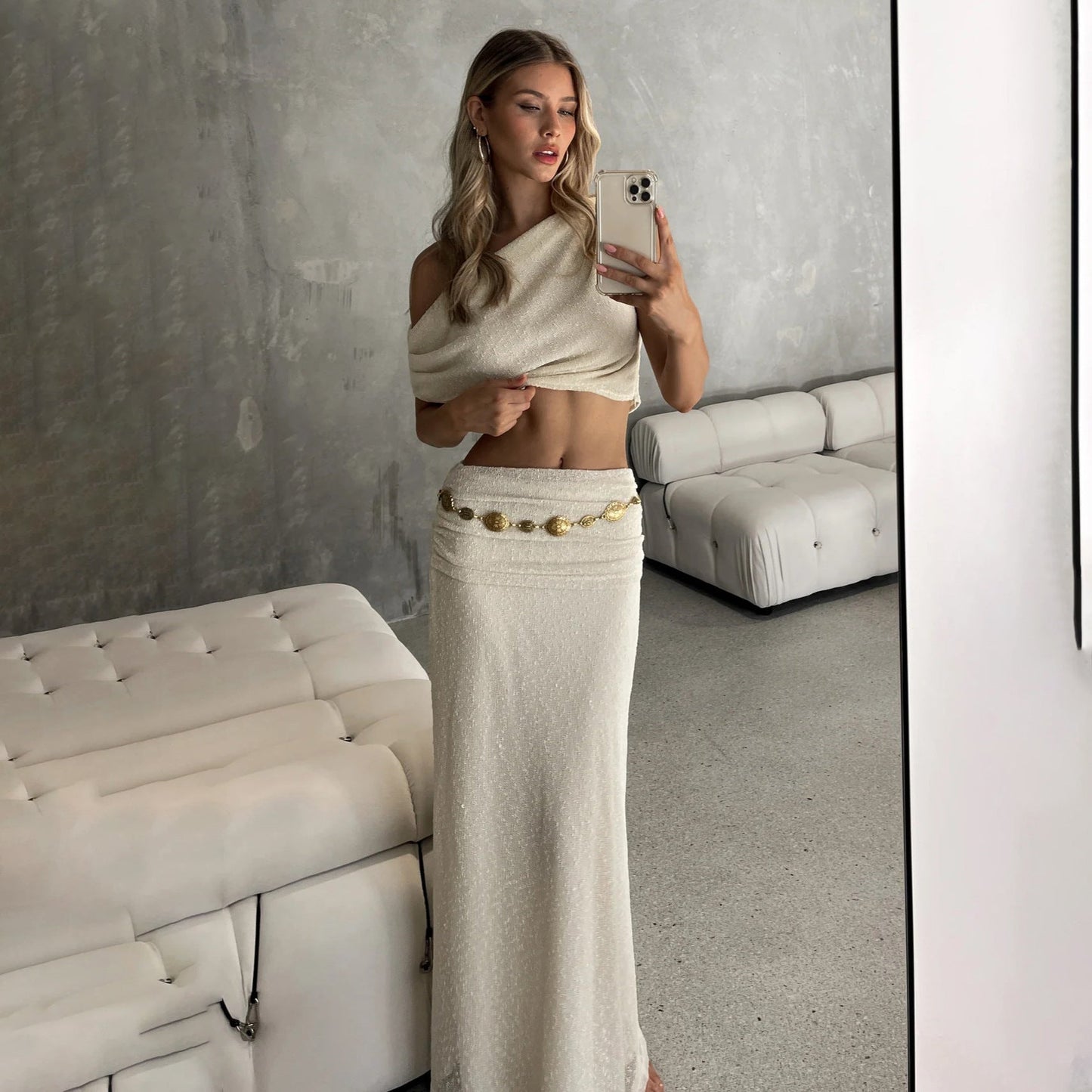 Damen Crop- und Maxirock Set Eveloria