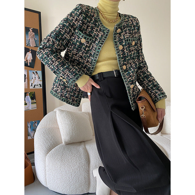 Damen Bouclé-Jacke Dekorative Knöpfe Eveloria - Eveloria