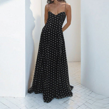 Damen Maxikleid Gepunktet Spaghettiträger