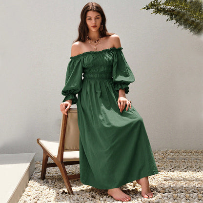 Damen Off-Shoulder-Kleid Maxi-Größe mit Puffärmeln