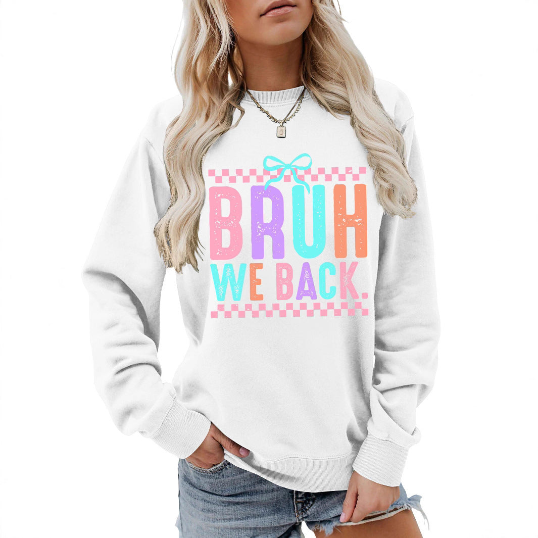 Damen Sweatshirt Bequem Fröhlicher Druck Grau Eveloria
