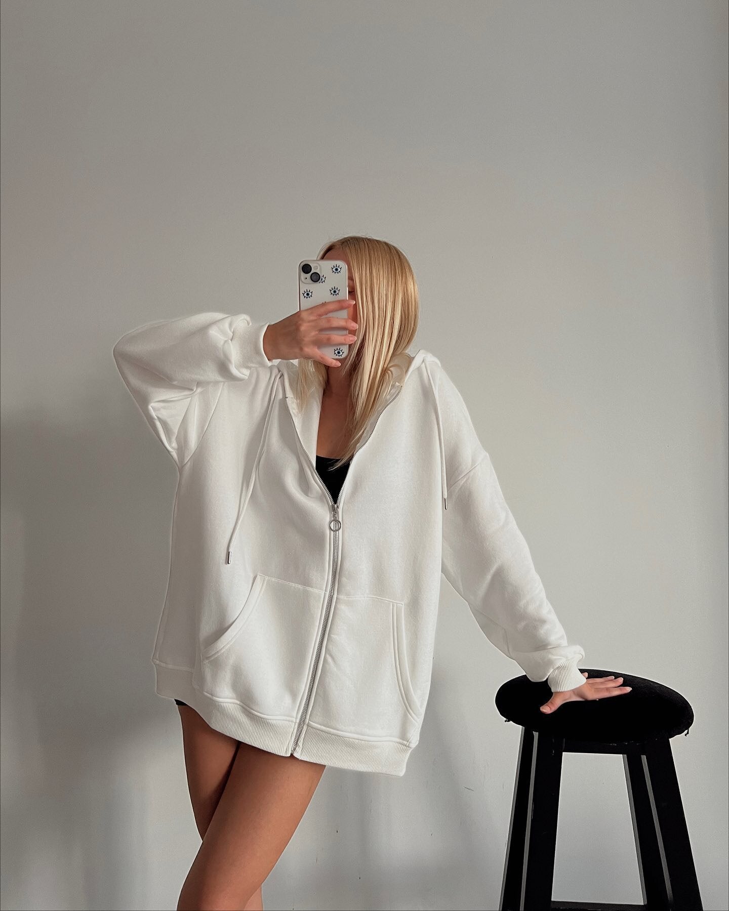 Damen Oversized Kapuzenjacke Reißverschluss Eveloria