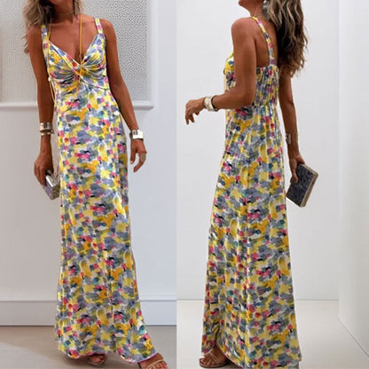 Damen Maxikleid Wickeldesign Floralmuster Eveloria