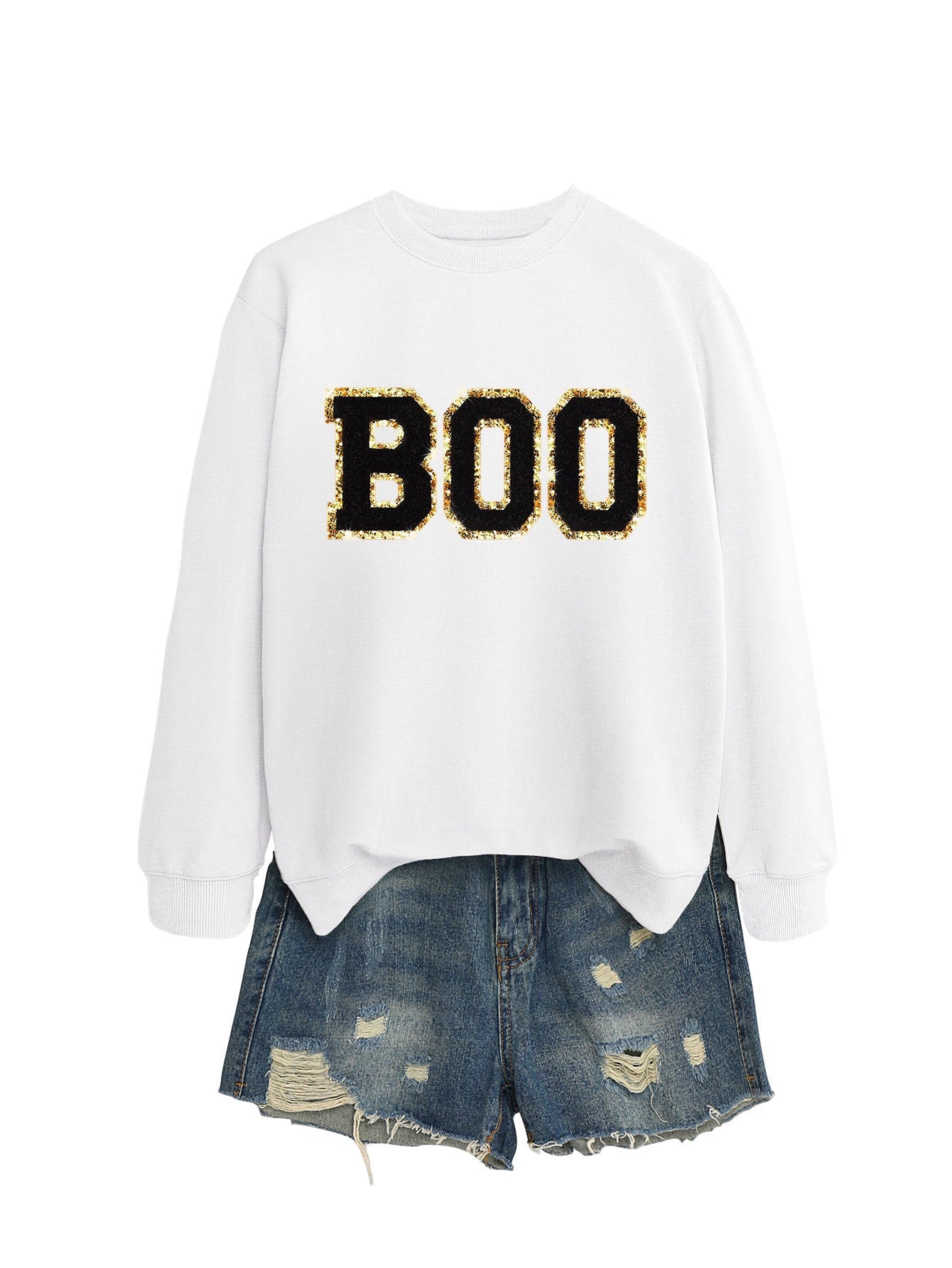 Damen Sweatshirt Glitzer Aufdruck Eveloria