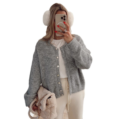 Damen Strickjacke Lässig Knöpfe Feinripp Eveloria