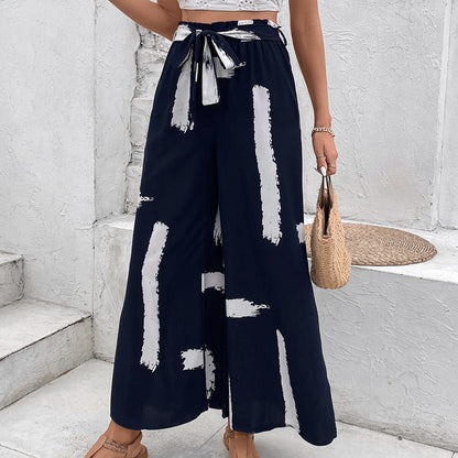 Damen Palazzo-Hose Weit Modisch Grafisches Muster