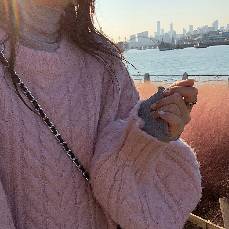 Damen Strickpullover Voluminöse Ärmel