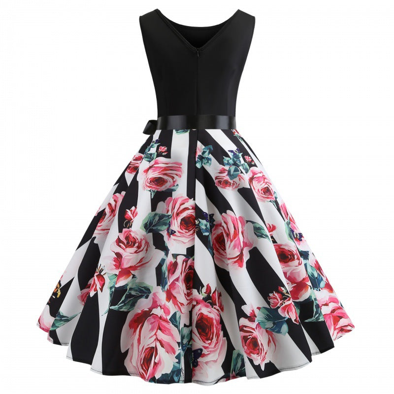 Eveloria Damen Swingkleid Floralmuster Tailliert