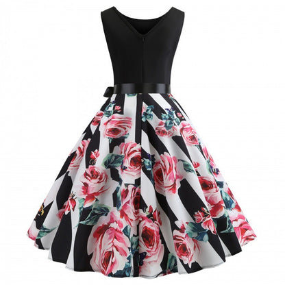 Eveloria Damen Swingkleid Floralmuster Tailliert
