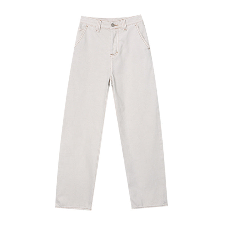 Damen Chino-Hose Hochtailliert Gerader Schnitt Beige Eveloria