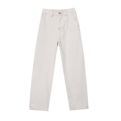 Damen Chino-Hose Hochtailliert Gerader Schnitt Beige Eveloria