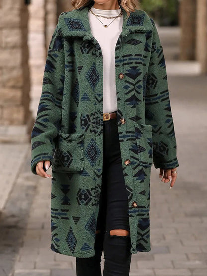 Damen Langarmjacke Geometrisches Muster Eveloria