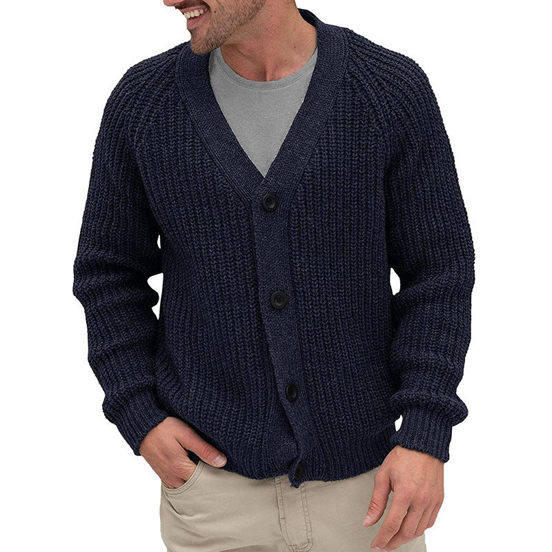 Herren Strickjacke Grobmaschen Elegante Knöpfe