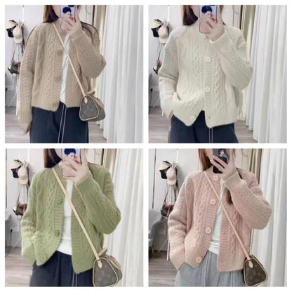 Damen Strickjacke Zopfmuster Kuschelig Eveloria