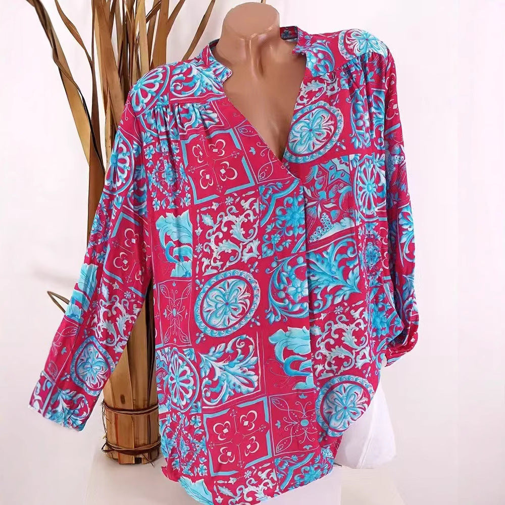 Damen Bluse Floralmuster Lässiger Schnitt - Eveloria
