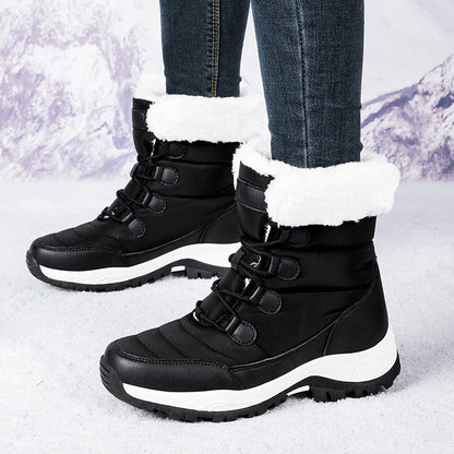 Damen Wadenstiefel Gesteppt Kunstpelz gefüttert Schnürschuhe