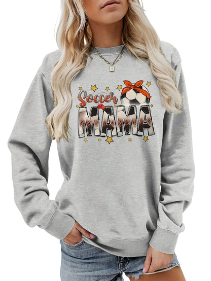 Damen Sweatshirt Soccer Mama Aufdruck Bequem Grau Eveloria