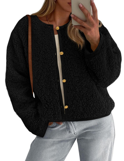 Damen Fleecejacke Oversized Kuschelig Blau Eveloria