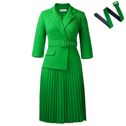 Damen Blazer-Kleid mit Plissee und Taillengürtel Eveloria