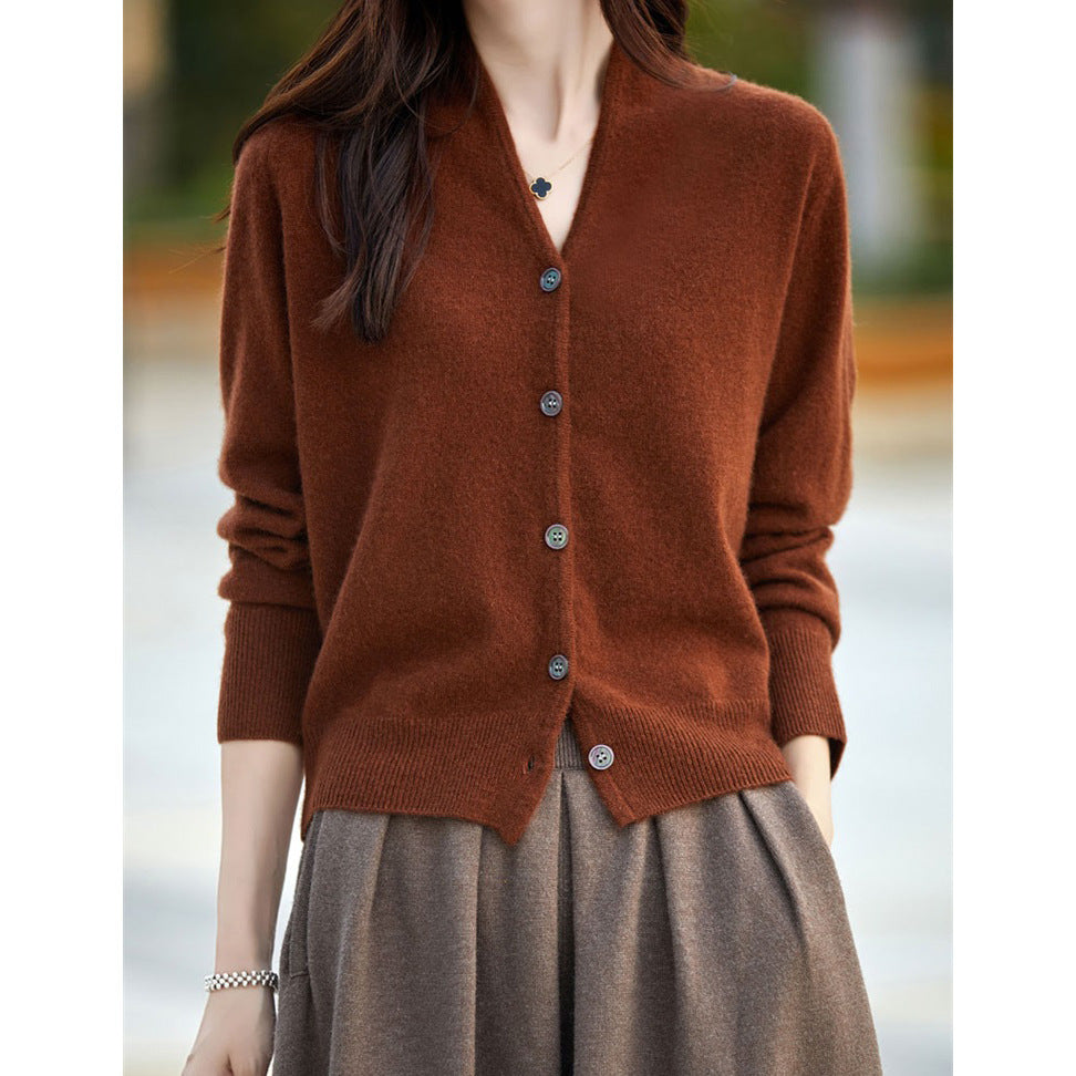 Damen Cardigan Knopfverschluss Luxusmaterial Eveloria